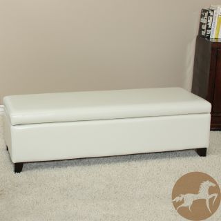 Christopher Knight Home York Bonded Leather Ivory Storage Ottoman Bench