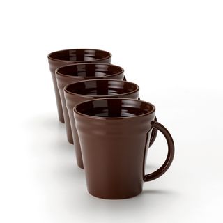 Rachael Ray Double Ridge 12 ounce Brown Mugs (set Of 4) (BrownMaterials PorcelainCare instructions Dishwasher safeService for Four Number of pieces in set 4Set includes Four (4) mugsDimensions 9 inch diameter, 12 ounce capacity )