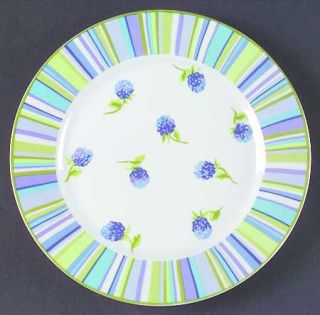 Laura Ashley Bramble Salad Plate, Fine China Dinnerware   Blue,Green,Purple Stri