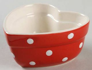 Spode Baking Days Red Ramekin, Fine China Dinnerware   Red Rim,White Dots,Smooth