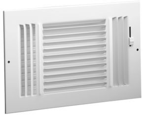 Hart Cooley 683 6x6 W HVAC Register, 6 W x 6 H, ThreeWay Steel for Sidewall/Ceiling White (043859)