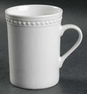  Elegant Pearl White Mug, Fine China Dinnerware   All White,Embossed Dot