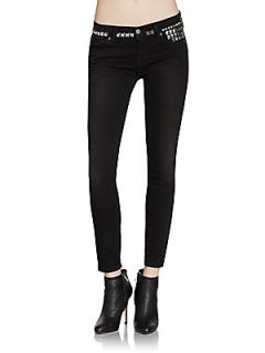 Ozzy Studded Skinny Ankle Jeans   Midnight