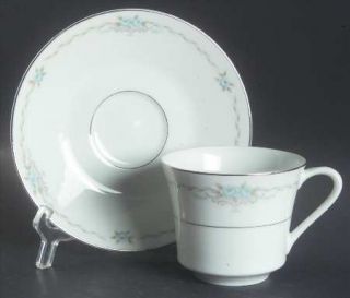 Style House Corsage Flat Cup & Saucer Set, Fine China Dinnerware   Blue Roses, G