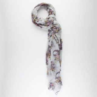 Floral Skull Print Scarf Ivory One Size For Women 222641160