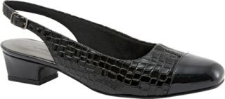 Womens Trotters Dea   Black Patent Croco Leather Casual Shoes