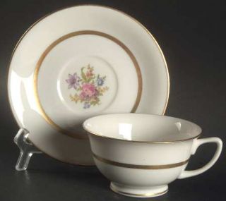 Royal Jackson Gloria Footed Cup & Saucer Set, Fine China Dinnerware   Floral Cen