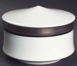 Mikasa Solitude Sugar Bowl & Lid, Fine China Dinnerware   Bone,Wide Platinum Tri