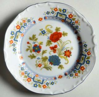 Norleans Elegance Bread & Butter Plate, Fine China Dinnerware   Rust&Blue Floral