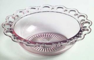 Anchor Hocking Lace Edge Pink 9 Inch Plain Round Bowl   Aka Old Colony,Pink,De