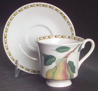 Rosina Queens HookerS Fruit (Bone, Made In England) Footed Cup & Saucer Set, Fi