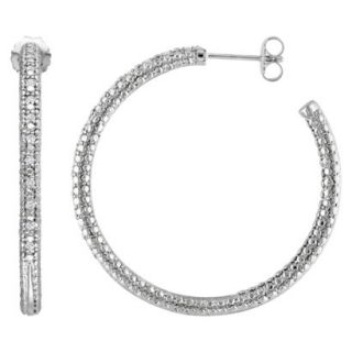 1/4 CT. T.W. Diamond Hoop Silver Earrings   Silver