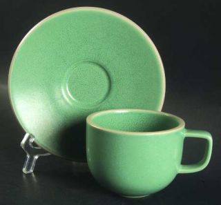 Sasaki China Colorstone Vert De Gris (Matte,No Text) Flat Cup & Saucer Set, Fine