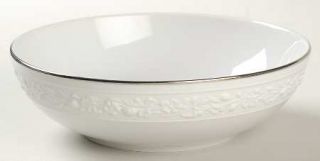 Gorham Thea Platinum Trim Coupe Cereal Bowl, Fine China Dinnerware   White,Embos