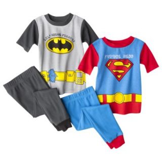 Batman and Superman Toddler Boys 4 Piece Short Sleeve Pajama Set   Black/Red 4T
