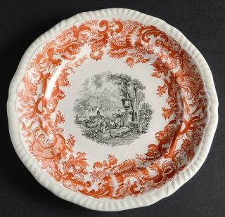 Spode Beverley Salad Plate, Fine China Dinnerware   Orange Scroll&Floral Rim,Sce