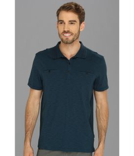 Calvin Klein Jeans Solid Double Pocket S/S Polo Mens Short Sleeve Pullover (Blue)