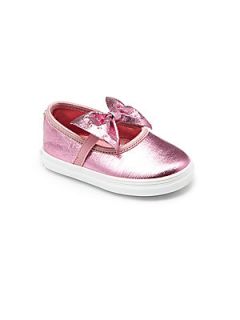 Stuart Weitzman Infants Metallic Mary Jane Bow Sneakers   Pink