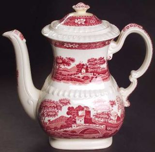 Spode Tower Pink (Older Backstamp) Coffee Pot & Lid, Fine China Dinnerware   Pin