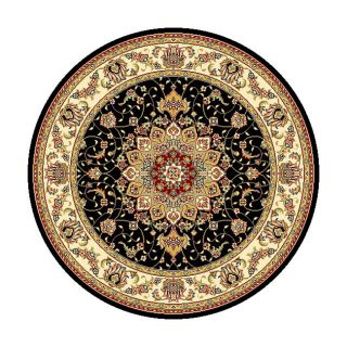 Lyndhurst Collection Traditional Black/ Ivory Rug (8 Round) (BlackPattern: OrientalMeasures 0.375 inch thickTip: We recommend the use of a non skid pad to keep the rug in place on smooth surfaces.All rug sizes are approximate. Due to the difference of mon