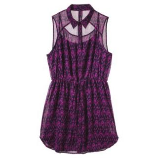 Pure Energy Womens Plus Size Sleeveless Shirt Dress   Fuchsia/Navy 1X
