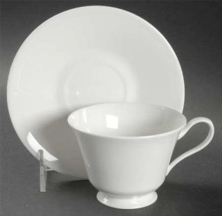 Oxford (Div of Lenox) Mayfair White Footed Cup & Saucer Set, Fine China Dinnerwa