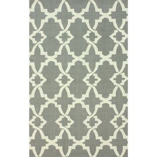 Nuloom Handmade Modern Trellis Grey Wool Rug (76 X 96)