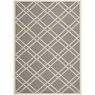 Safavieh Courtyard Anthracite/beige Indoor/outdoor Crisscross Pattern Rug (53 X 77)