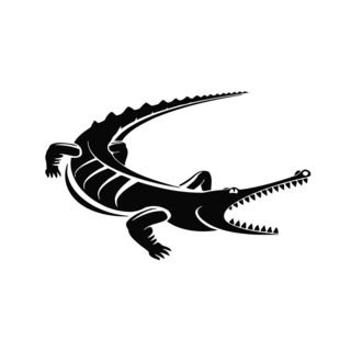 Crocodile Vinyl Wall Art Decal (BlackEasy to apply! You will get the instruction!Dimensions: 22 inches wide x 35 inches long )