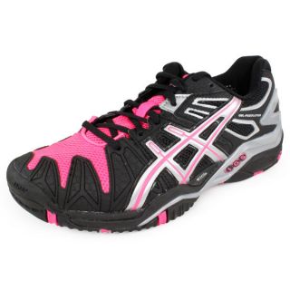 Asics Women`s Gel Resolution 5 Tennis Shoes Diva Black/Hot Pink/Silver 7 Black