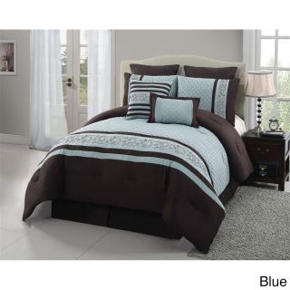 Montero 8 piece Comforter Set (Black/ white Materials: 100 percent polyester Care instructions: Machine washable Queen DimensionsComforter: 90 inches wide x 92 inches longSham: 21 inches wide x 27 inches longBedskirt: 60 inches wide x 80 inches longBreakf