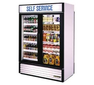 True 55 Rear Load Refrigerated Merchandiser   4 Door, 8 Shelf, 49 cu ft, LED, Black