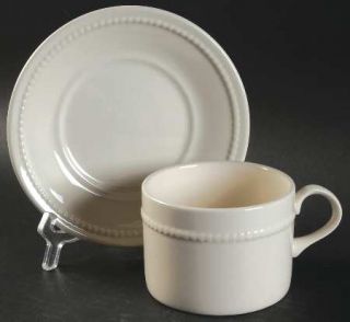 Royal Stafford Manhattan Flat Cup & Saucer Set, Fine China Dinnerware   Raised D