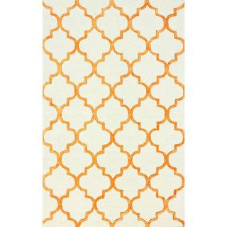 Nuloom Handmade Moroccan Trellis Faux Silk Wool Rug (76 X 96) (OrangePattern: AbstractTip: We recommend the use of a non skid pad to keep the rug in place on smooth surfaces.All rug sizes are approximate. Due to the difference of monitor colors, some rug 