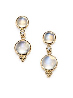 Temple St. Clair Royal Blue Moonstone, Diamond & 18K Yellow Gold Drop Earrings  