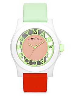 Marc by Marc Jacobs Block Leather & Nylon Watch/Green Red   Green Red