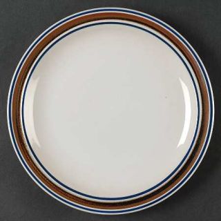 Salem Georgetown Salad Plate, Fine China Dinnerware   Brown Band,Blue Rings, No