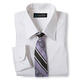 Steve Harvey Long Sleeve Dress Shirt & Tie Set   Boys 8 18, White, Boys