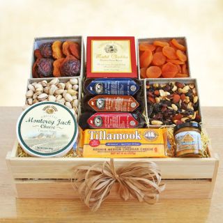 Meat & Cheese Wooden Gift Crate Brown   7270