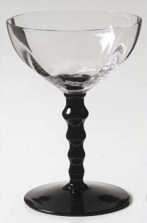 Central Glass Works 24bl Champagne/Tall Sherbet   Stem 24,Clear Optic Bowl,Black