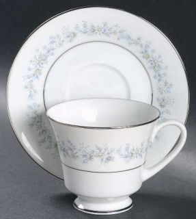 Noritake Marywood Footed Cup & Saucer Set, Fine China Dinnerware   Contemporary,