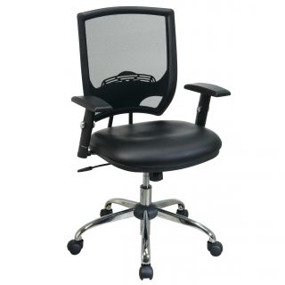 Office Star Products Work Smart Faux Leather Chair (Black Weight capacity: 250 lbs Dimensions: 42.5 inches high x 25.5 inches wide x 21.5 inches deep Seat size: 20 inches wide x 19.5 inches deep x 2.5 inches tall Back size: 19.25 inches high x 18.5 inches