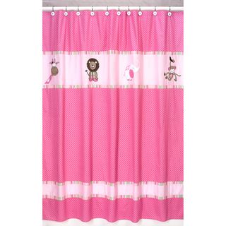 Pink And Green Jungle Friends Kids Shower Curtain (Pink/ greenMaterials: 100 percent cotton, microsuede fabricsDimensions: 72 inches wide x 72 inches longCare instructions: Machine washableThe digital images we display have the most accurate color possibl