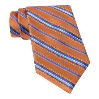 Stafford Del Mar Striped Silk Tie, Orange, Mens