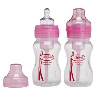 Dr. Browns Natural Flow 4oz 2pk Wide Neck Polypropylene Baby Bottle  Pink