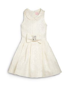 Zoe Girls Brocade Bow Dress   Ivory