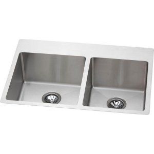 Elkay EFRTUO332210R4 Avado Slim Rim Universal Mount Double Bowl Kitchen Sink, St