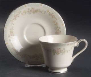 Royal Doulton Stephanie Footed Cup & Saucer Set, Fine China Dinnerware   Pastel