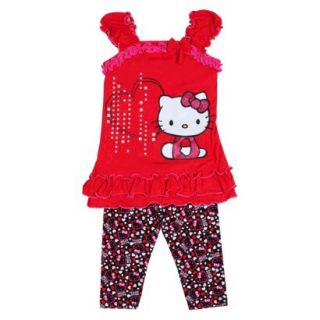 Hello Kitty Infant Toddler Girls 2 Piece Top   Red 5T