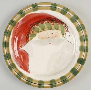 Vietri (Italy) Old St Nick Dinner Plate, Fine China Dinnerware   Santa,Berries,P